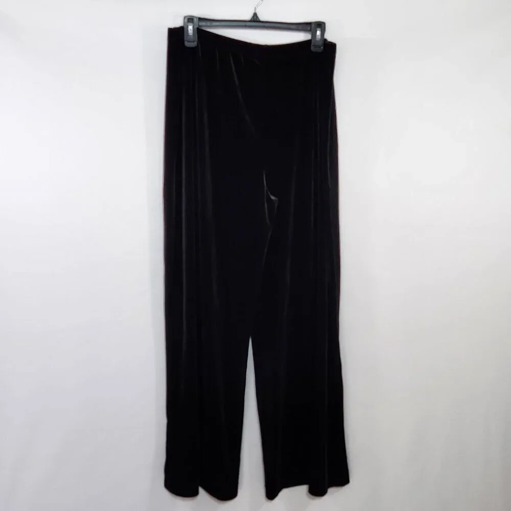 Chico's SZ 3/16S Black Velvet Stretch Knit Wide Leg Elastic Waist Pull On Pants - Picture 7 of 11